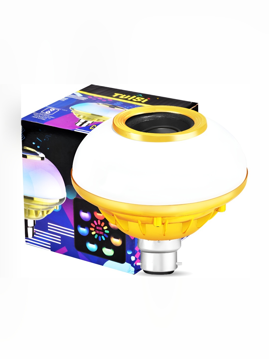 

ENORMITY White & Gold Toned Wireless Music Playing Remote Controller Smart Light Bulb