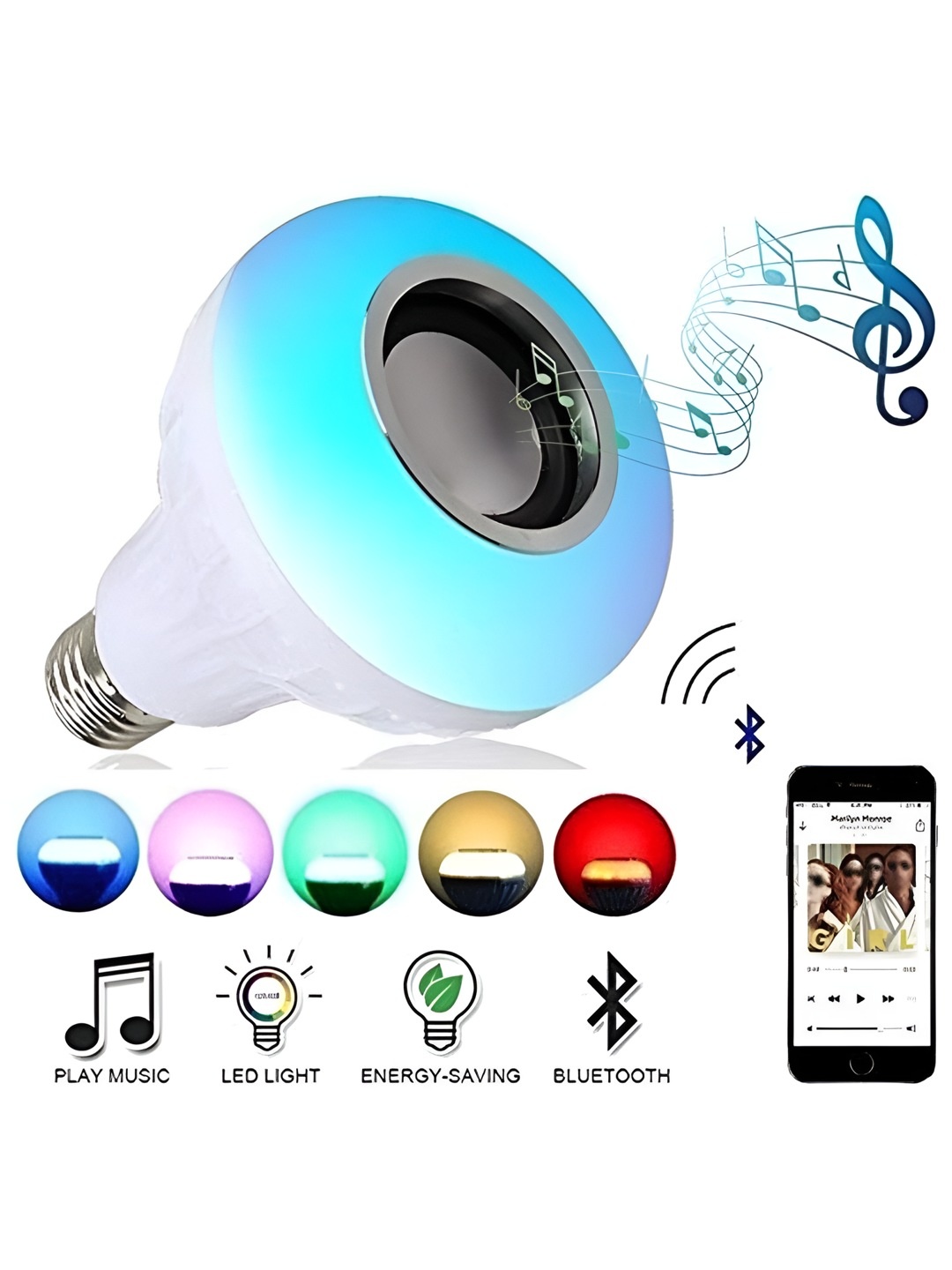 

ENORMITY White & Grey Wireless Music Playing Remote Controller Smart Light