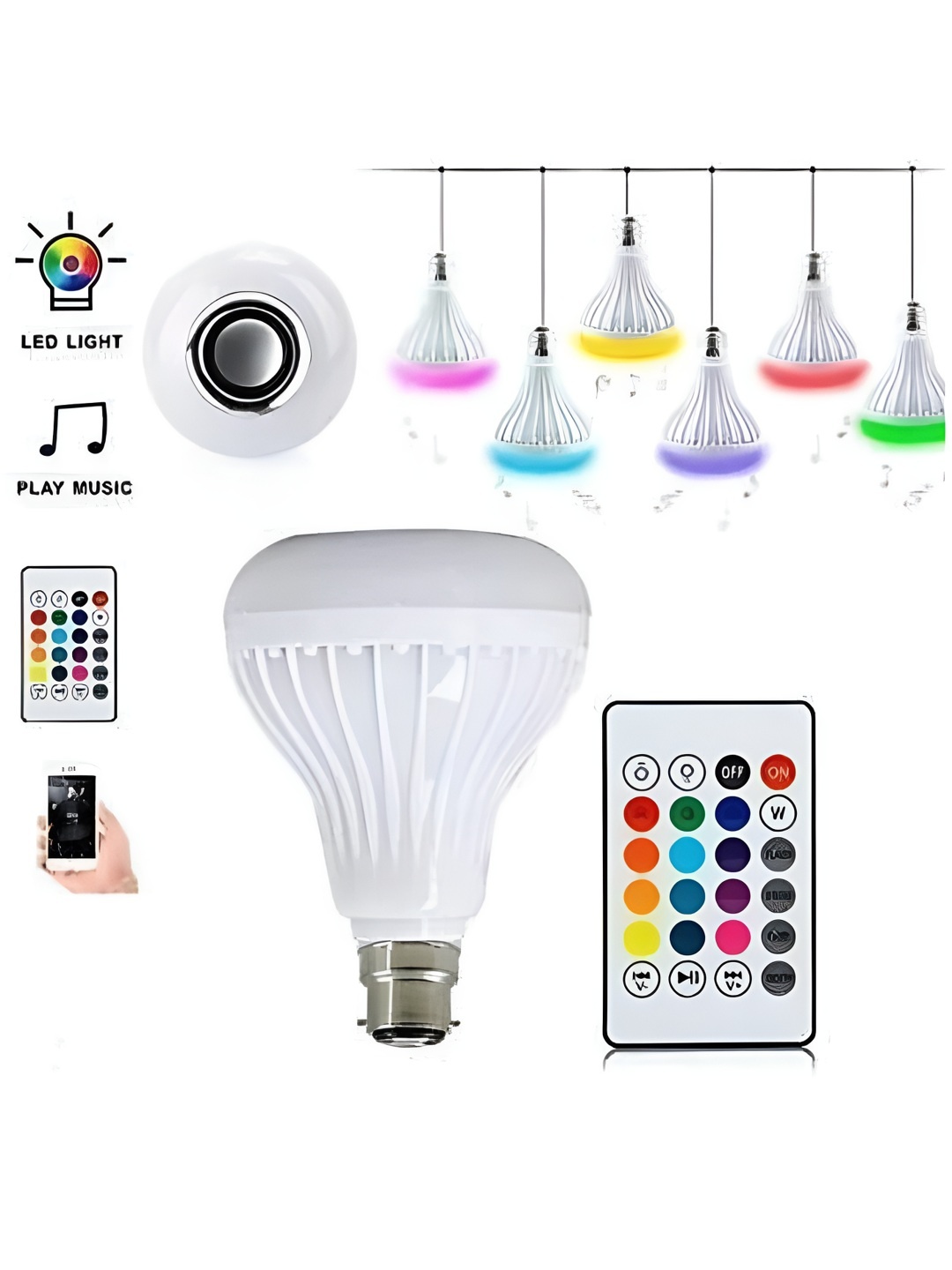 

ENORMITY White Wireless Music Playing Remote Controller Smart LED Bulb