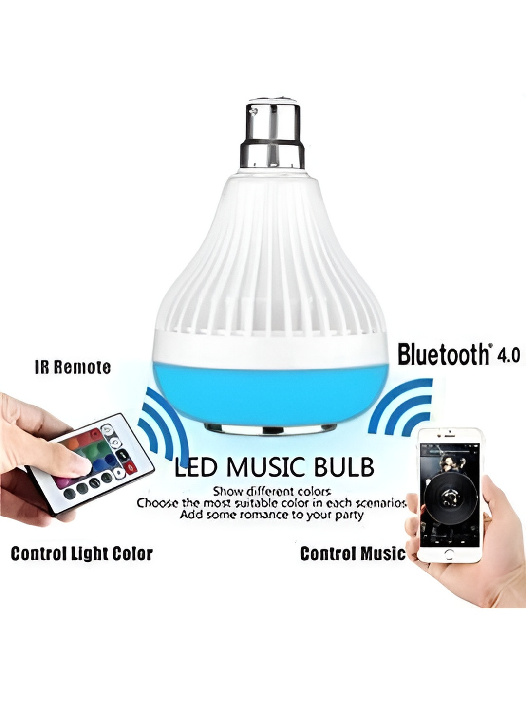 

ENORMITY White Wireless Music Playing Remote Controller LED Smart Light Bulb