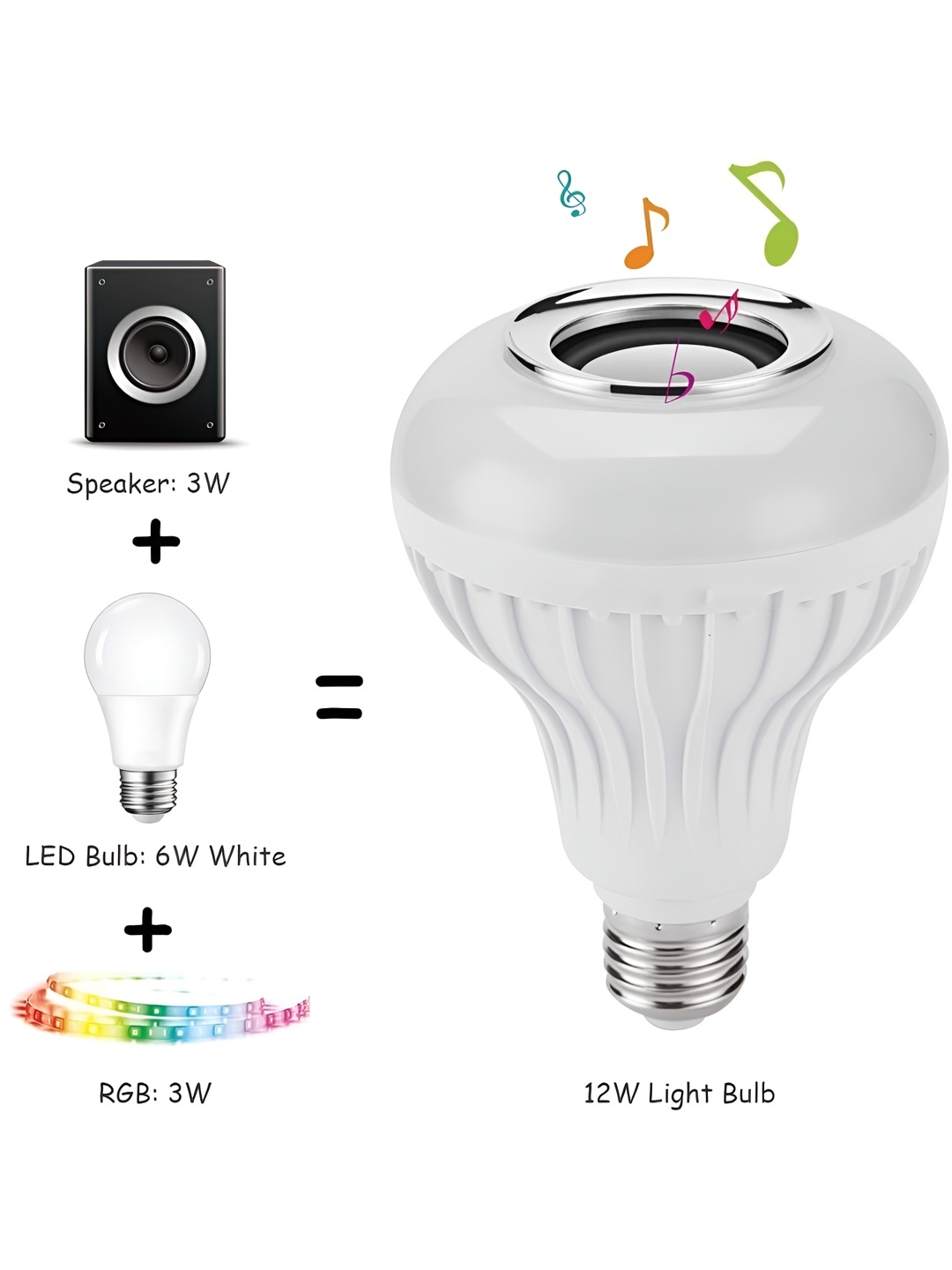 

ENORMITY White Wireless Music Playing Remote Controller Smart Light LED Bulb