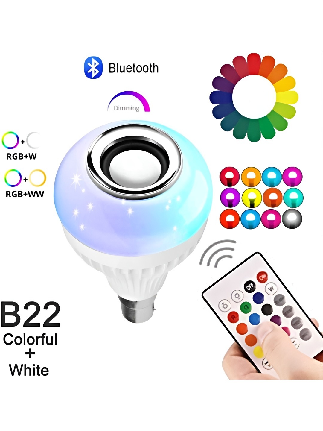 

ENORMITY White Wireless Music Playing Remote Controller LED Smart Light Bulb