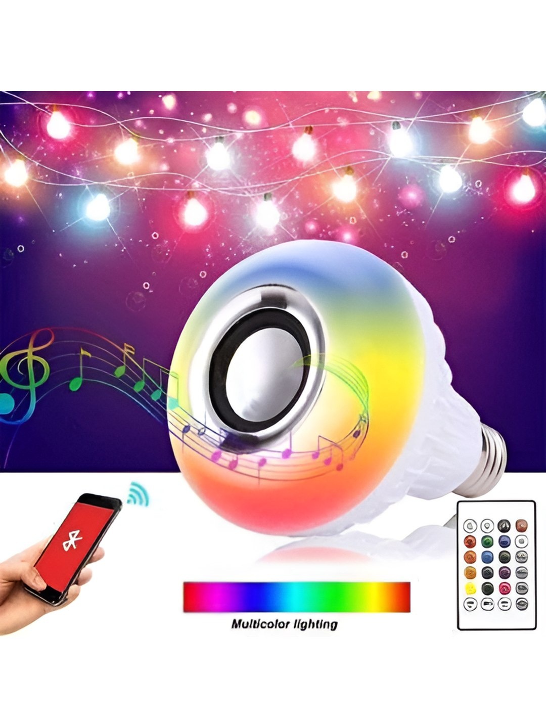 

ENORMITY White & Grey Wireless Music Playing Remote Controller LED Smart Light Bulb