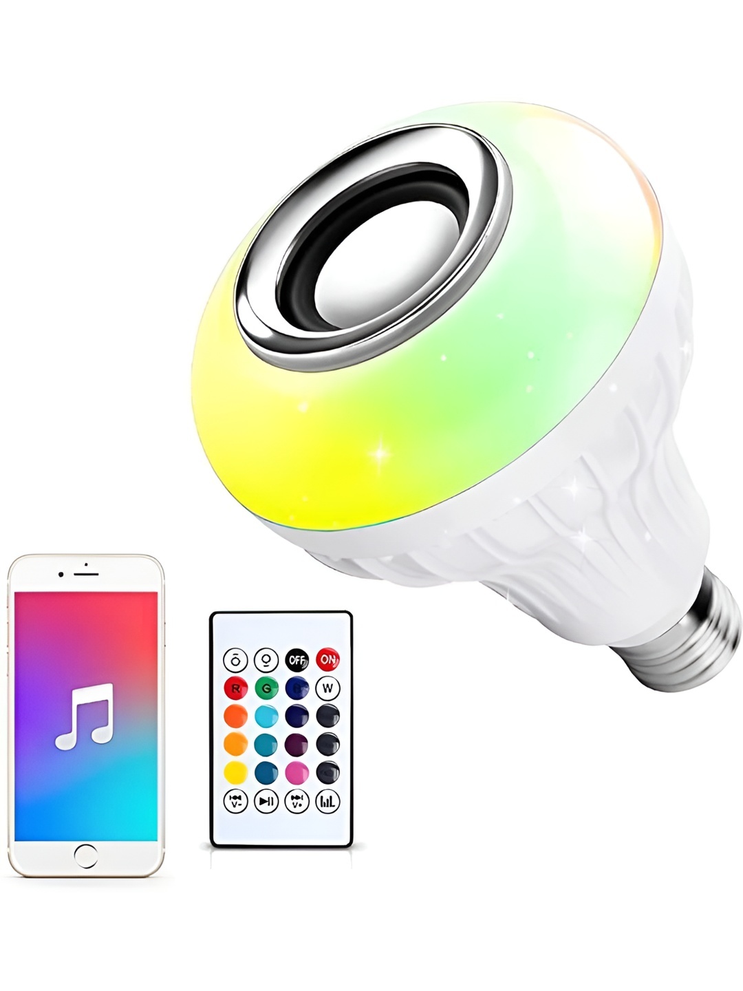 

ENORMITY White Wireless Music Playing Remote Controller LED Smart Light Bulb