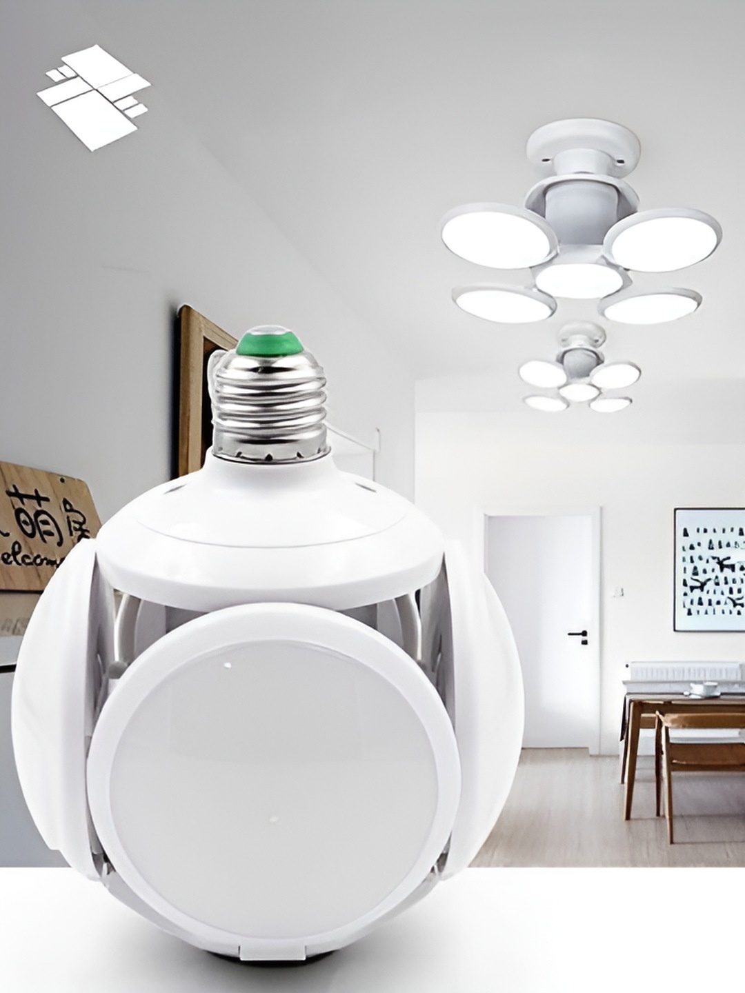 

ENORMITY Spherical Self Assembly B 22 Foldable Football Light Ceiling Lamp, White