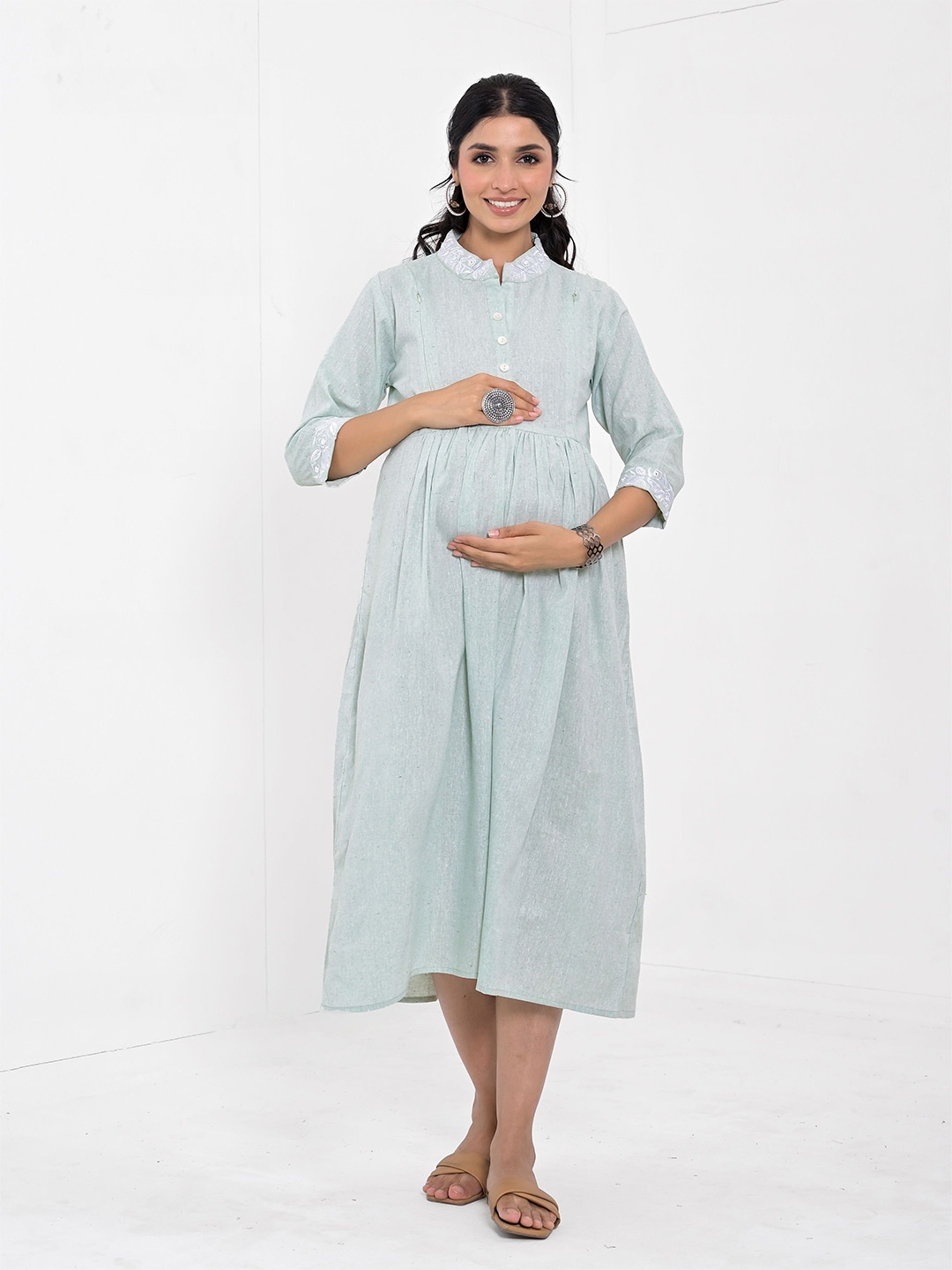 

Negen Maternity A-Line Midi Dress, Sea green