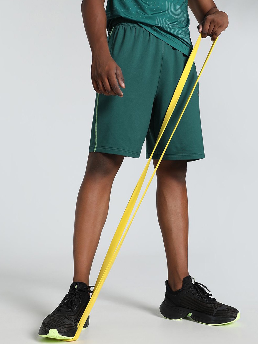 one8 x PUMA Men Solid Regular Fit Mid-rise Sports Shorts, Green