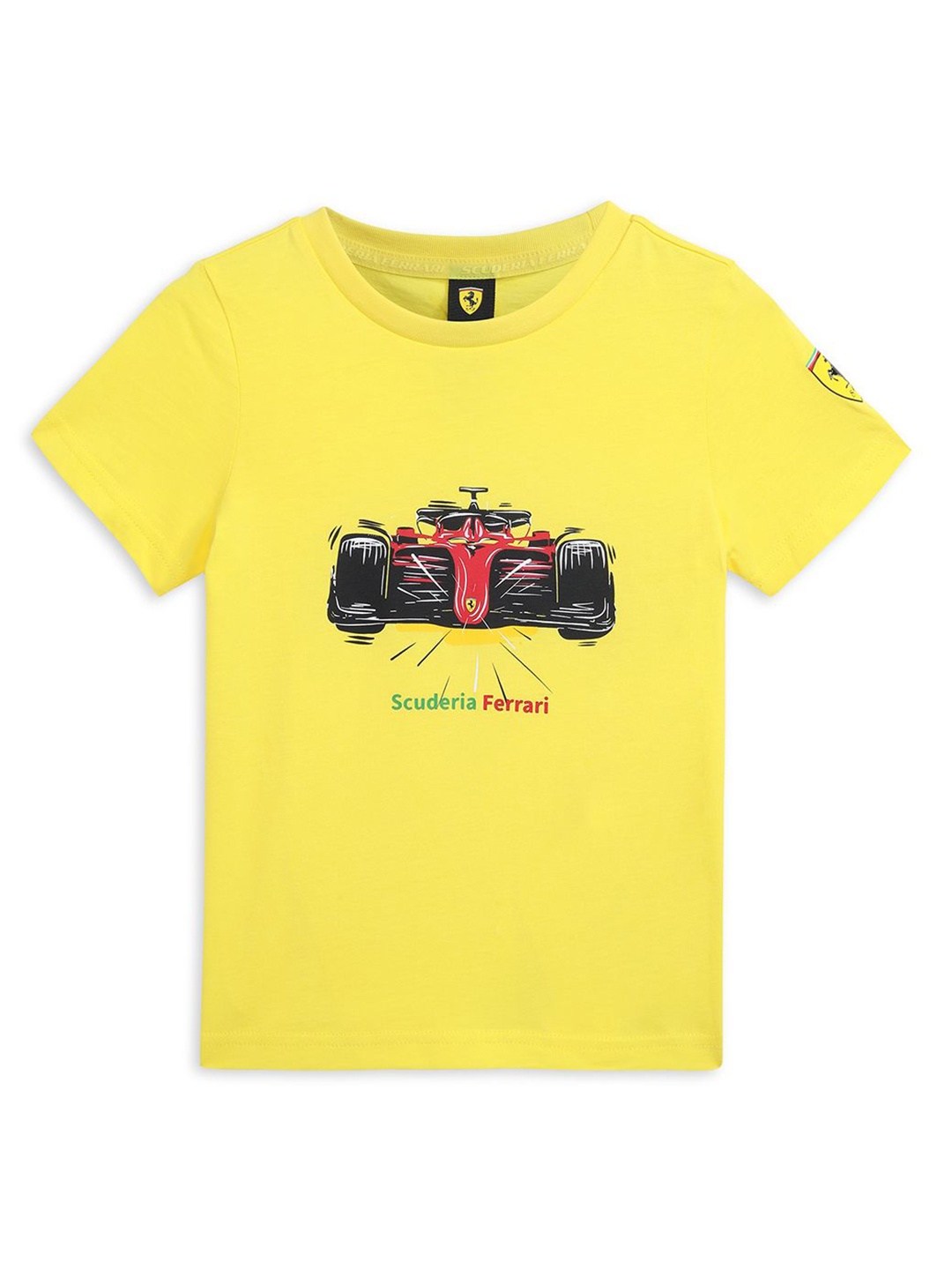 PUMA Motorsport Kids Scuderia Ferrari Race Youth Graphic Printed T-shirt, Yellow