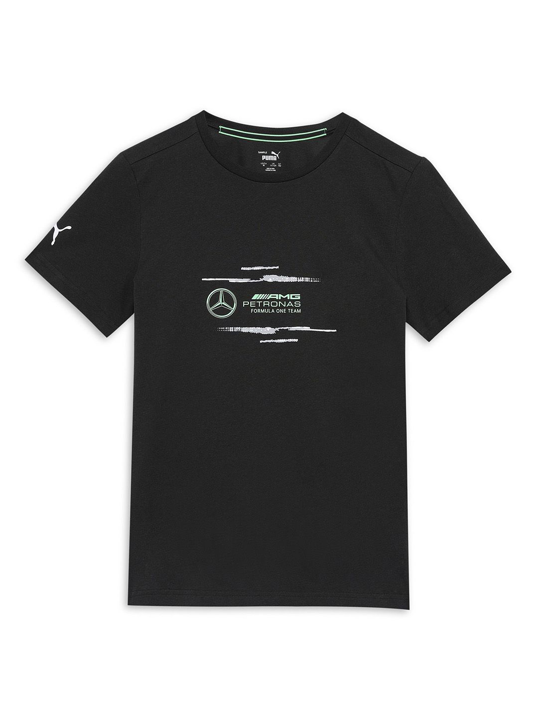 PUMA Motorsport Kids Mercedes-AMG Petronas F1 Logo Youth Typography Printed T-shirt, Black