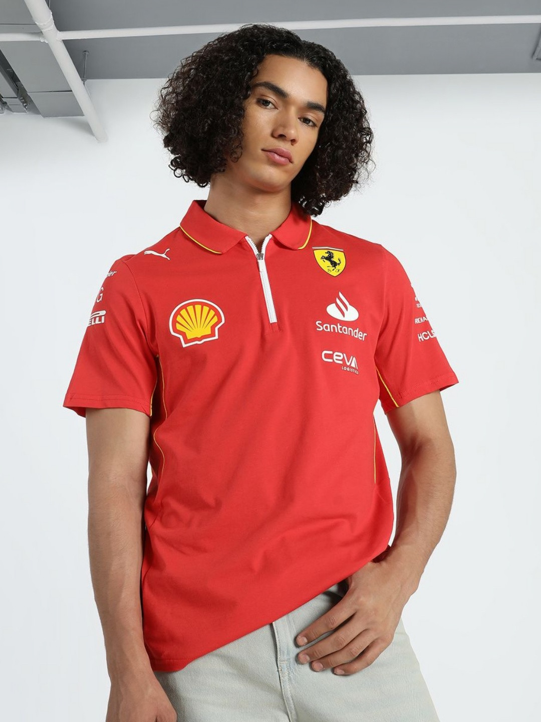 

PUMA Motorsport Men Scuderia Ferrari Team Printed Polo Collar T-shirt, Red