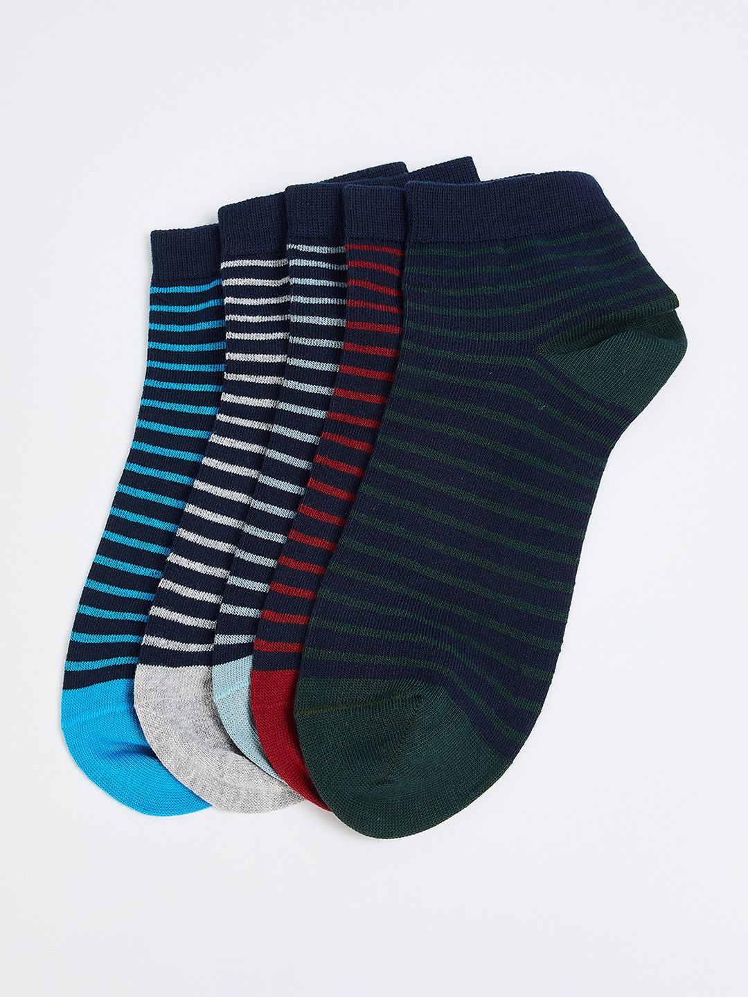 

max Men Pack Of 5 Patterned Ankle-Length Socks, Navy blue