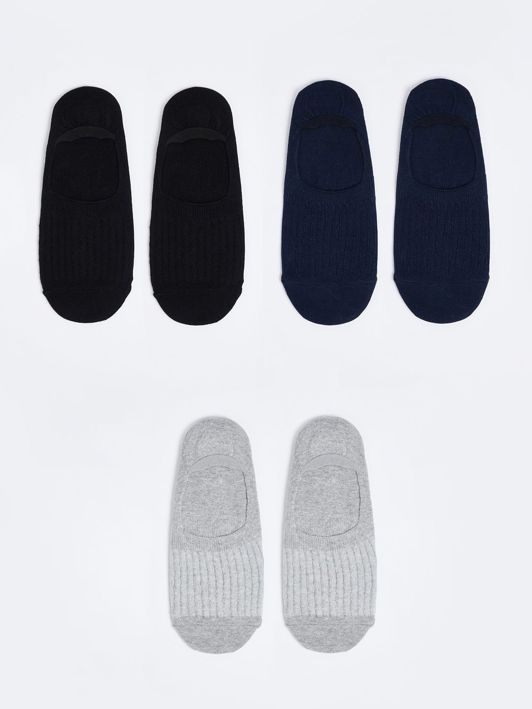 

max Pack Of 3 Men shoe liner Socks, Grey