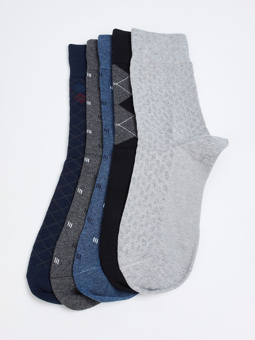 

max Men's Pack of 5 Above Ankle - Length Patterned Socks, Grey