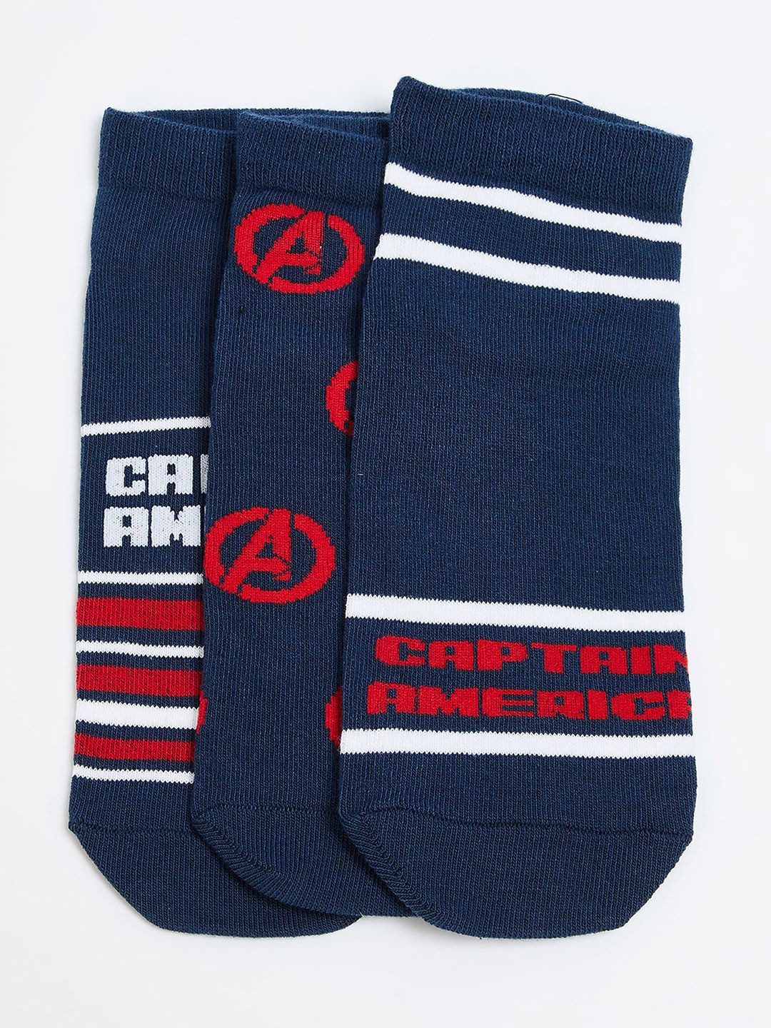 

max Men Pack Of 3 Printed Ankle Length Socks, Blue