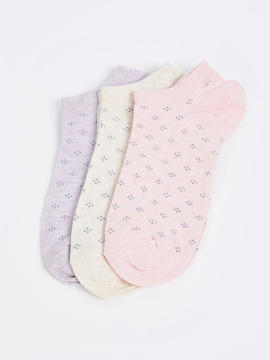 

max Women Pack Of 3 Patterned Ankle Length Socks, Pink