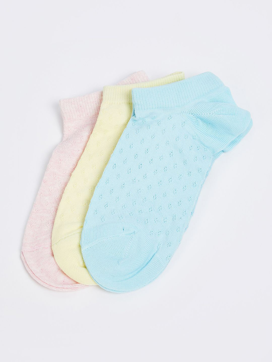 

max Women Pack Of 3 Patterned Ankle Length Socks, Blue