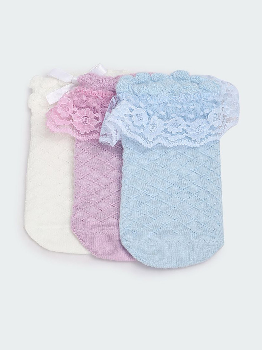 

max Girls Pack of 3 Patterned Ankle- Length Socks, Blue