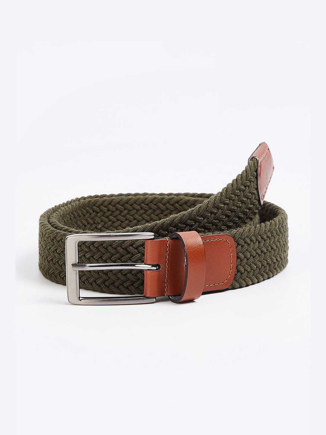 

max Men Textured Leather Belt, Green