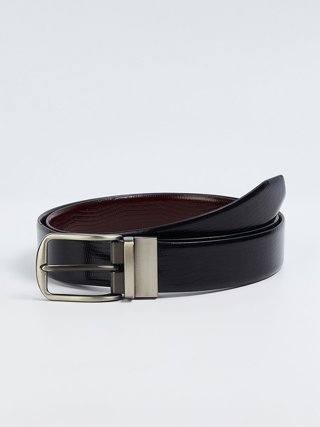 

max Men Textured Leather Reversible Belt, Brown