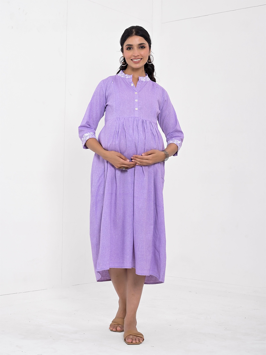 

Negen Maternity Fit & Flare Midi Dress, Purple