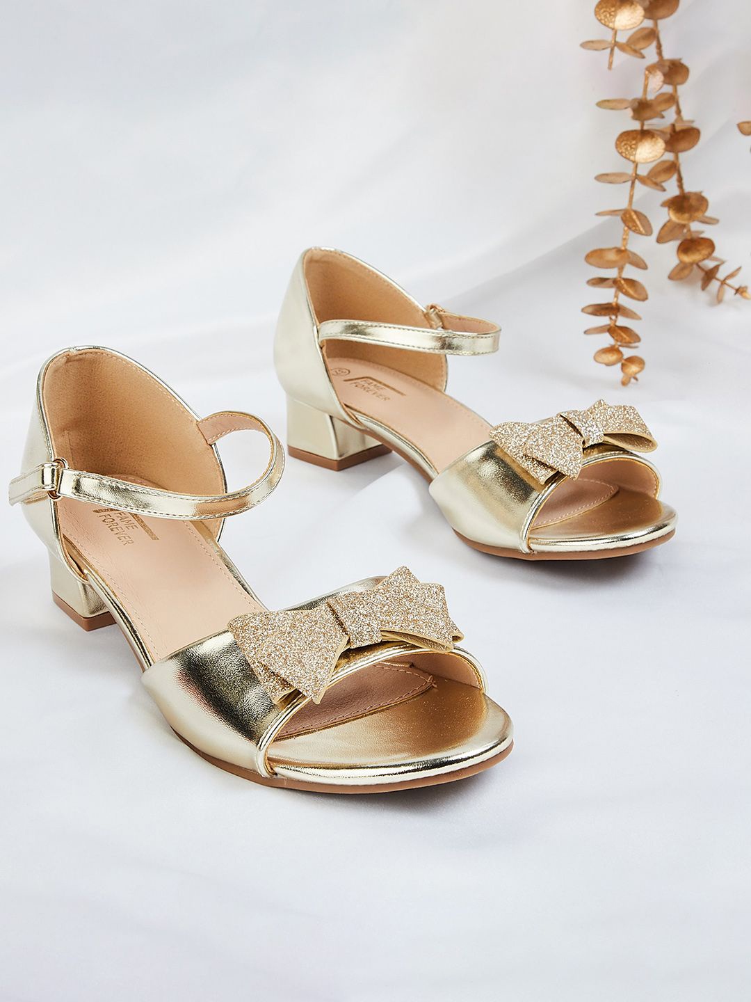 

Fame Forever by Lifestyle Girls Embellished Block Sandals, Gold