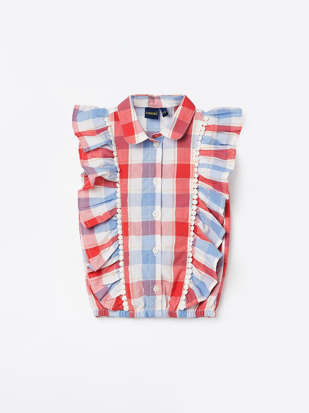 

Juniors by Lifestyle Checked Flutter Sleeve Cotton Shirt Style Top, Multi