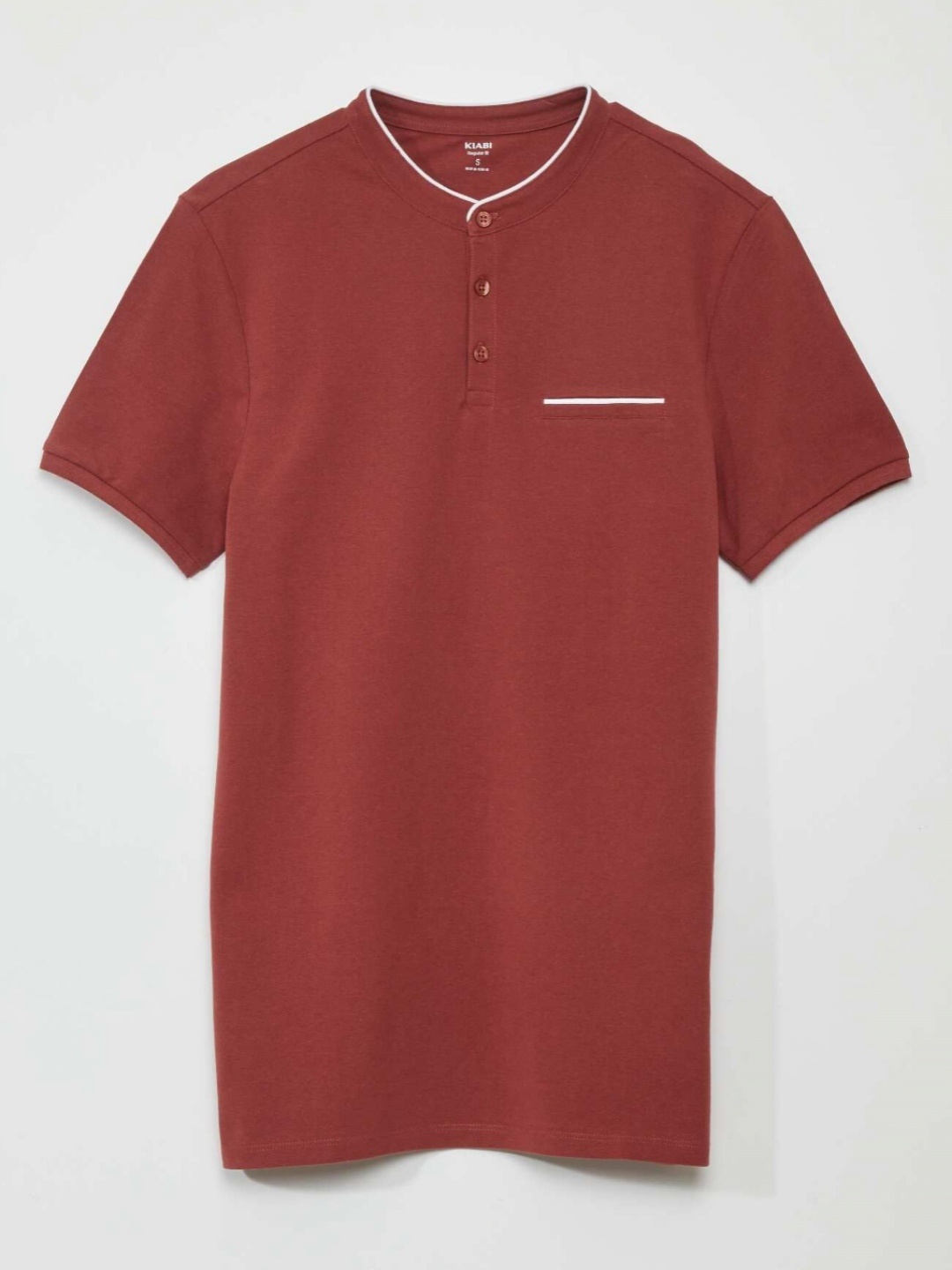 

KIABI Men Henley Neck Pockets T-shirt, Red