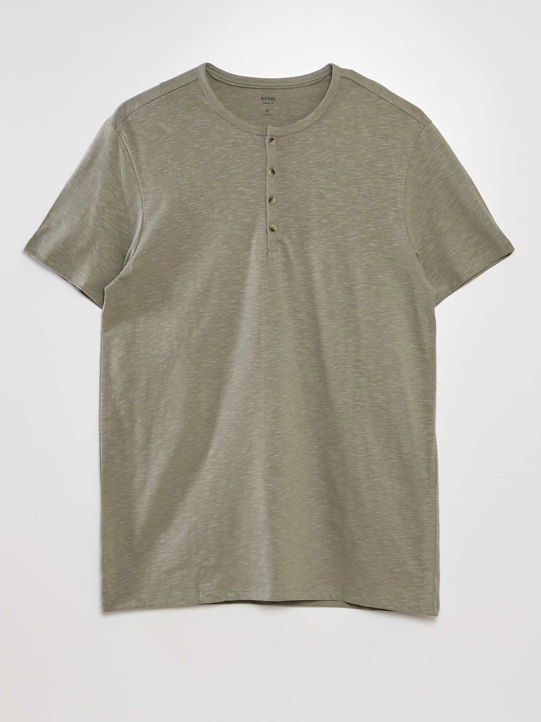 

KIABI Men Henley Neck Extended Sleeves Pockets T-shirt, Grey