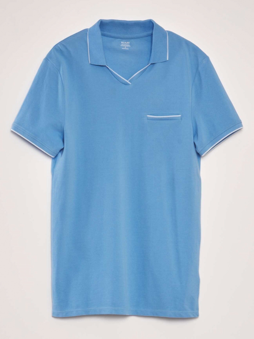 KIABI Men Solid V-Neck Pockets T-shirt, Blue