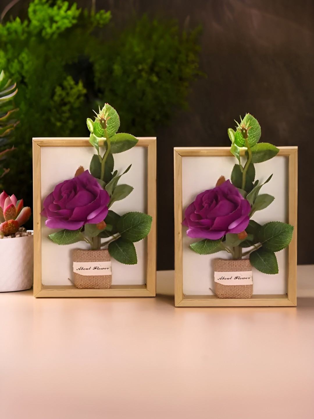 

The Better Home Purple 2 Pieces Bonsai Rose Artificial Plants With Pot