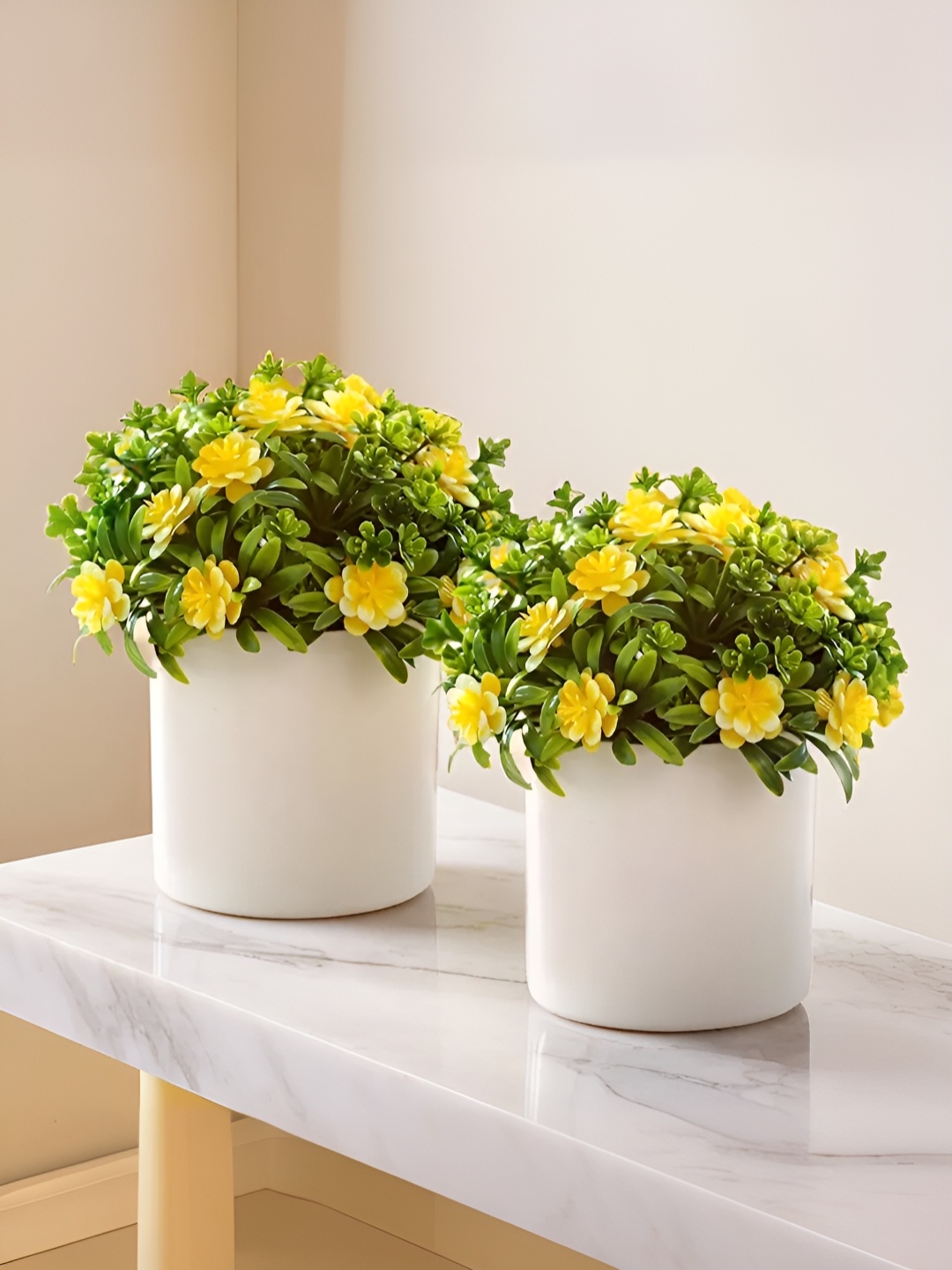 

The Better Home Yellow & Green 2 Pieces Grass Artificial Plant With Pot