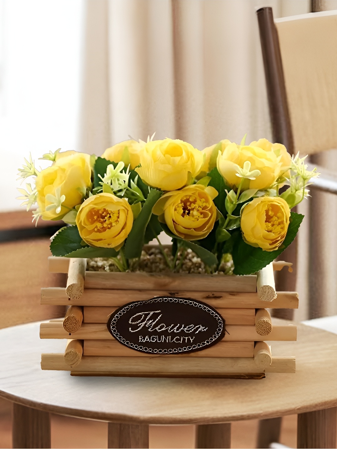

The Better Home Yellow & Green Artificial Rose With Pot