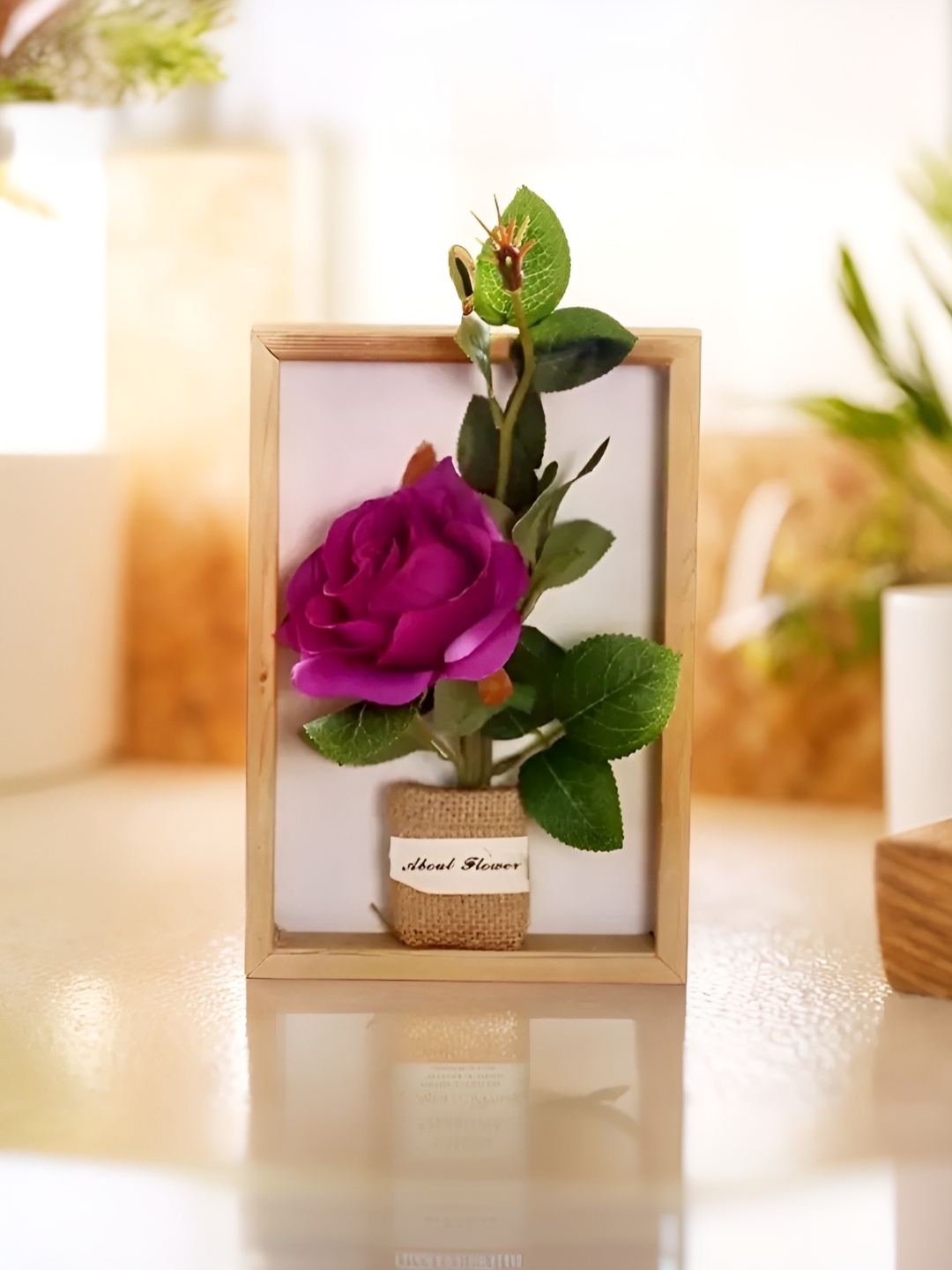 

The Better Home Green & Purple Artificial Rose Flowers With Pot