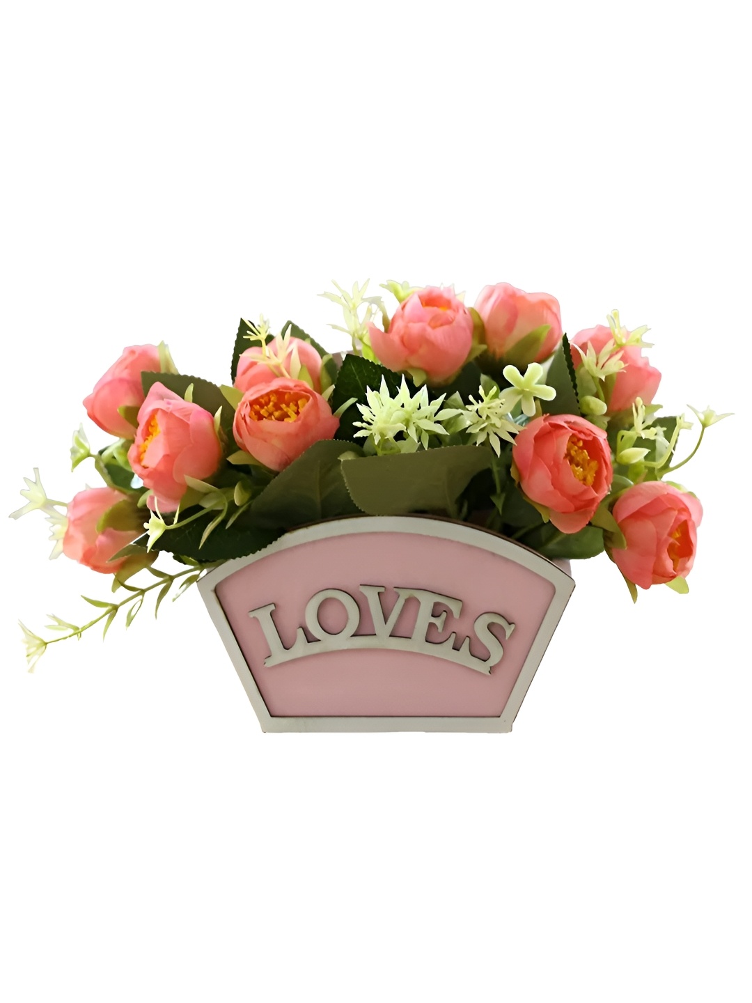 The Better Home Pink & Green Artificial Rose Plant With Pot