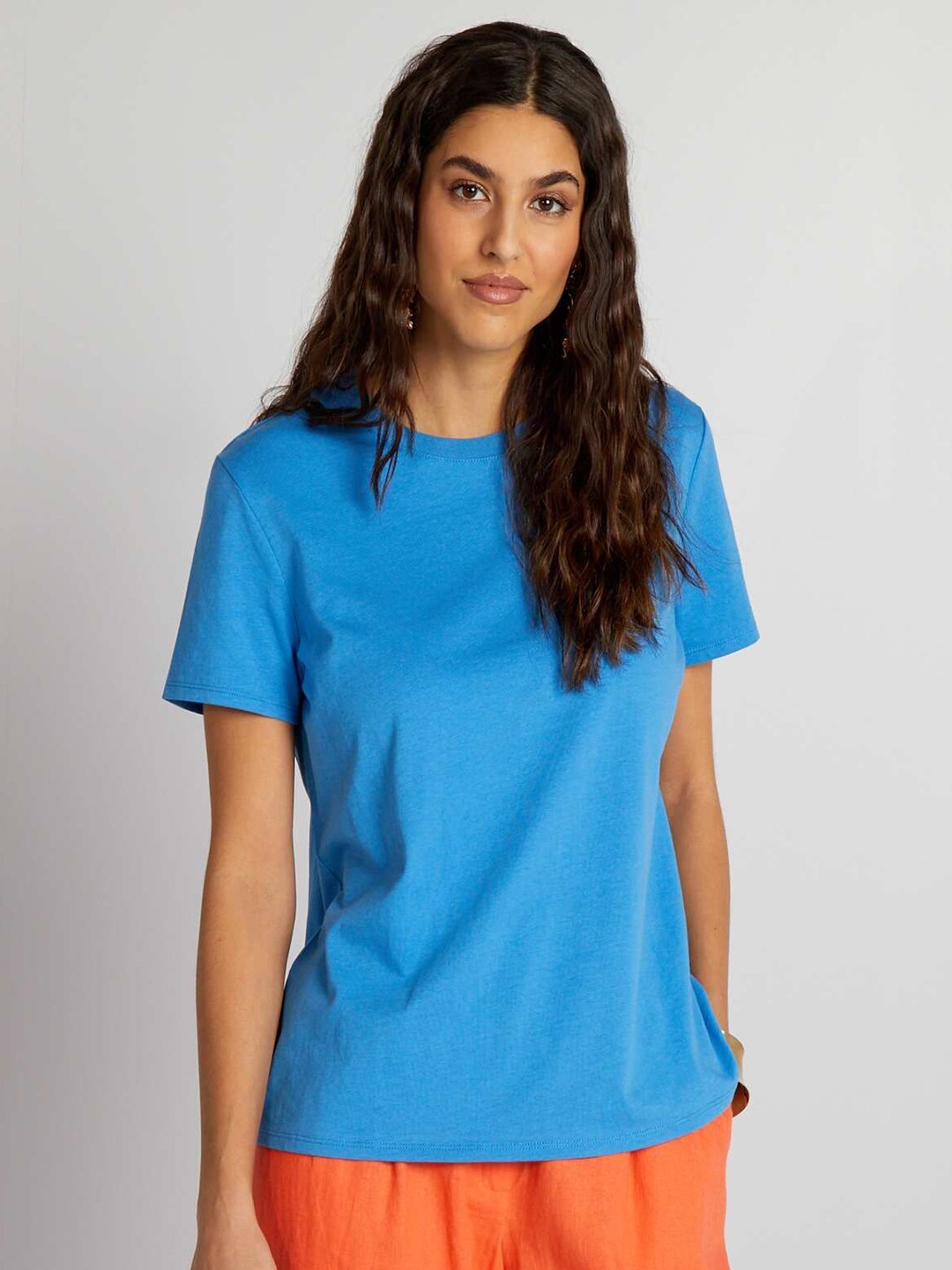 

KIABI Women Solid Regular Fit T-shirt, Blue