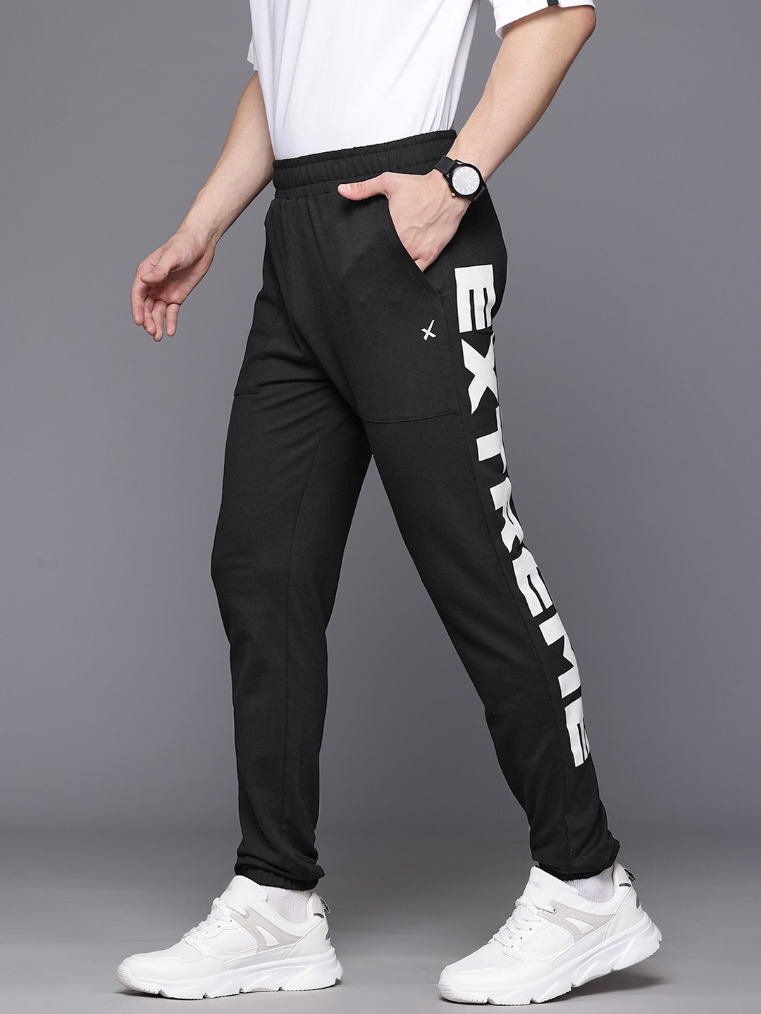 

HRX by Hrithik Roshan Men Typography Print Joggers, Black