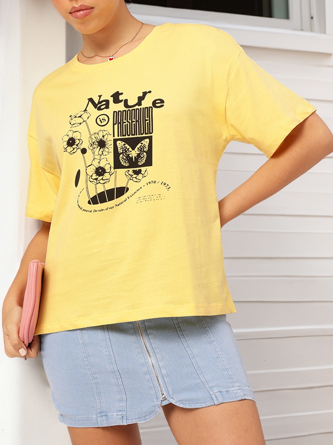 

DressBerry Ethereal Touch Printed T-shirt, Yellow