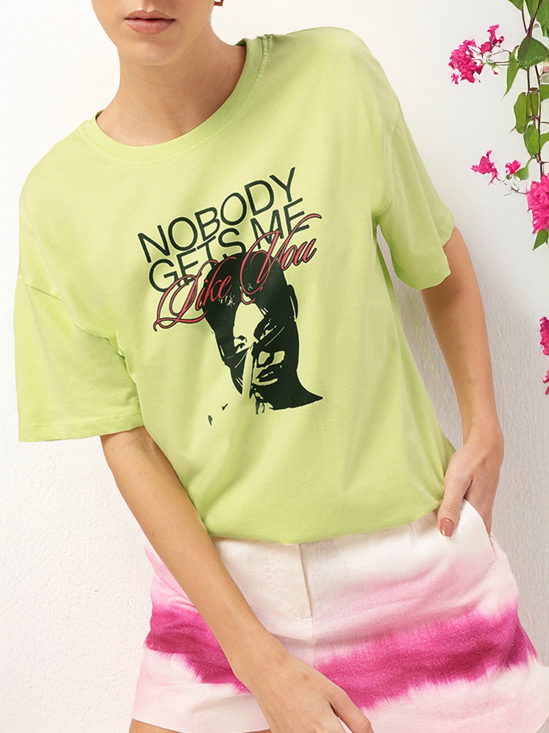 

DressBerry Self-Expressive Slang Printed Comfy Tee, Lime green