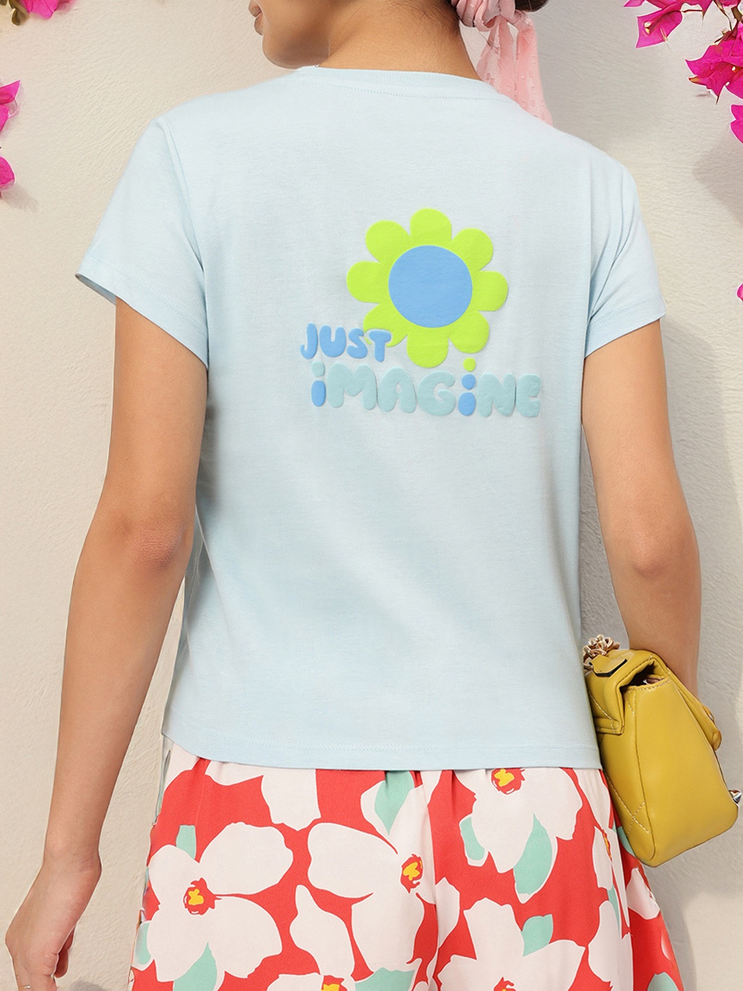 

DressBerry Summer Staple Floral Graphic Tee, Blue