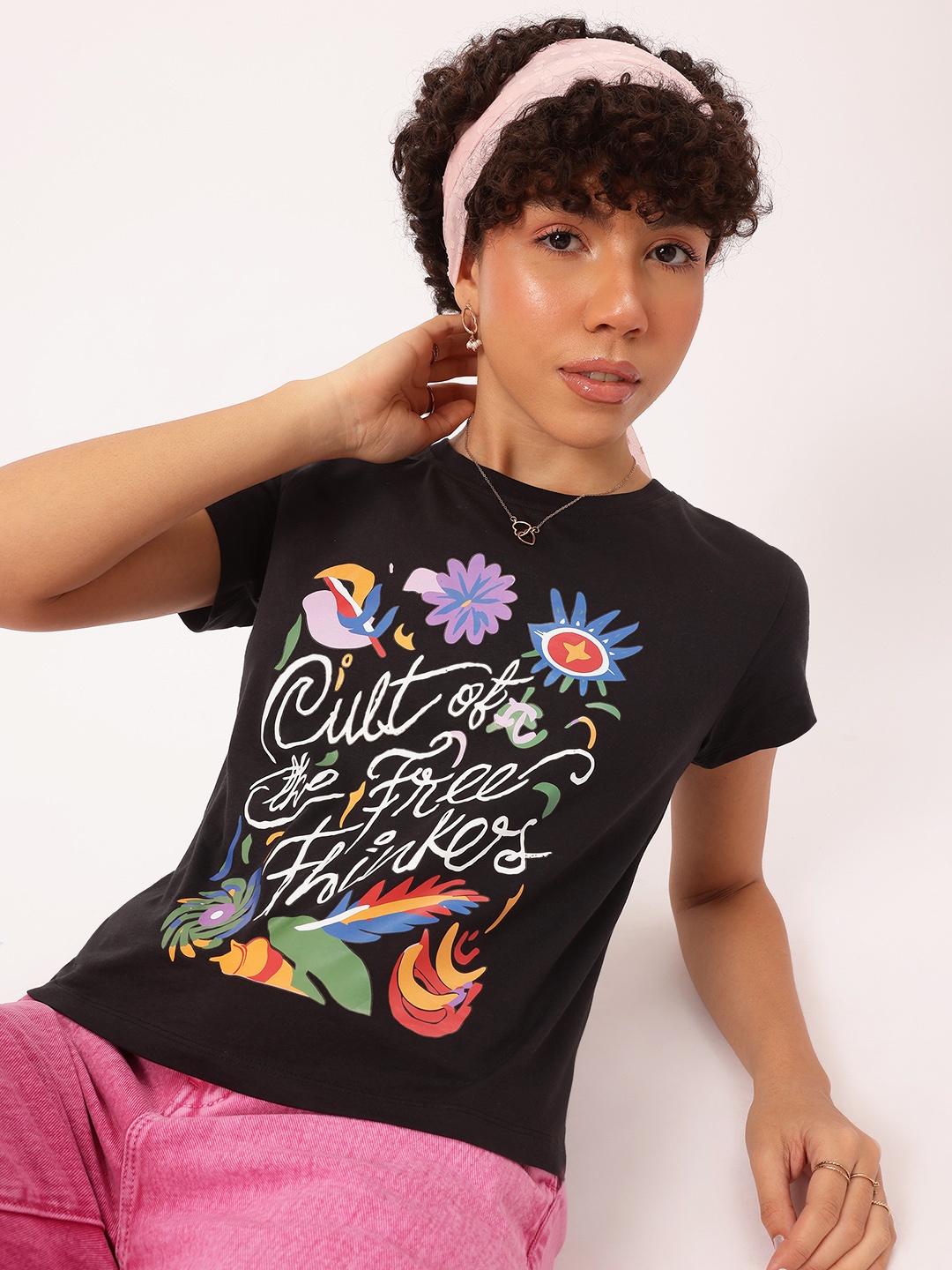 

DressBerry Bold Beliefs Printed T-shirt, Black