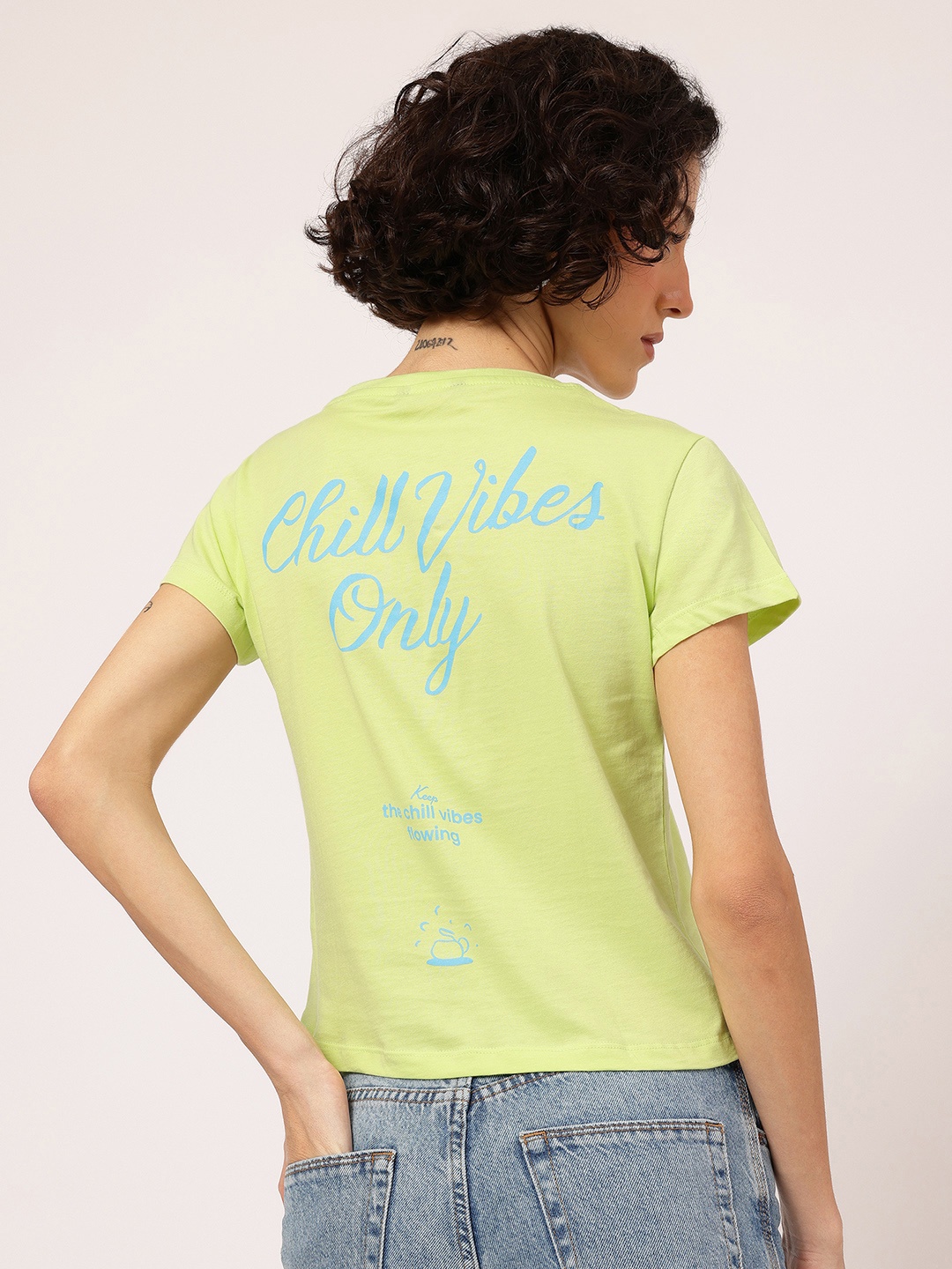 

DressBerry Typography Printed Pure Cotton T-shirt, Lime green