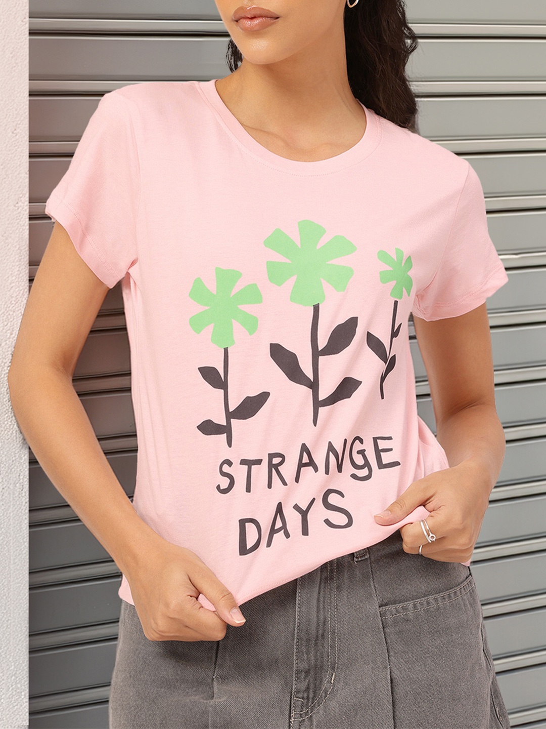 

DressBerry Candy Riot Printed Cotton T-shirt, Pink