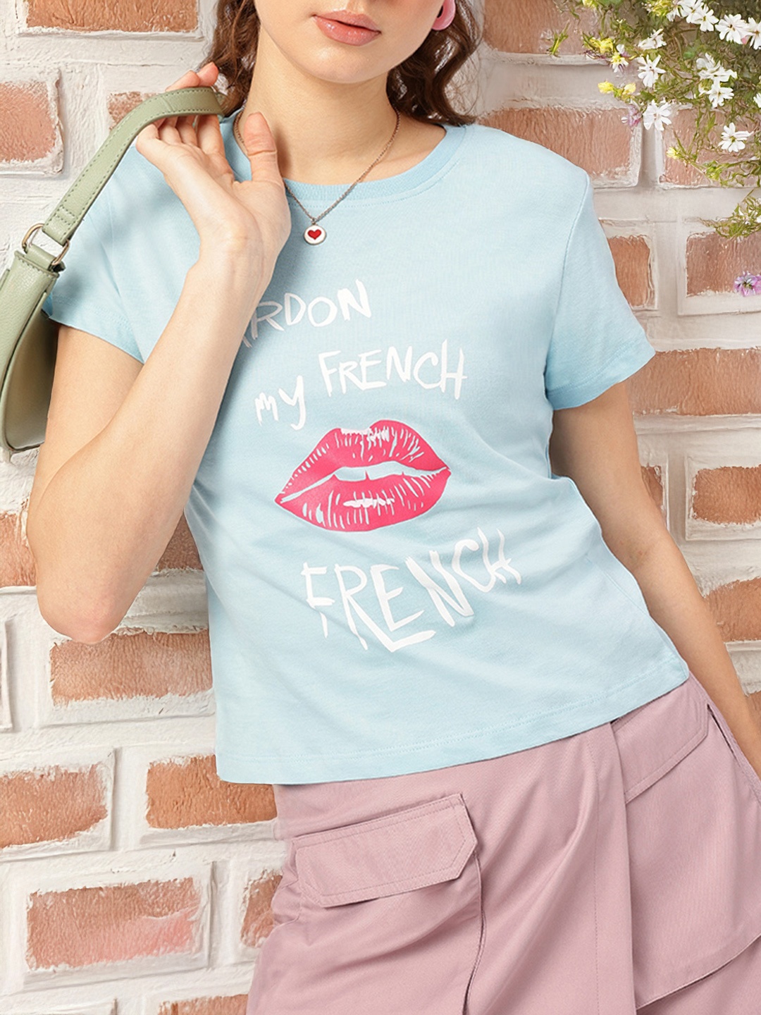 

DressBerry French It Up Typographic Treat T-shirt, Blue