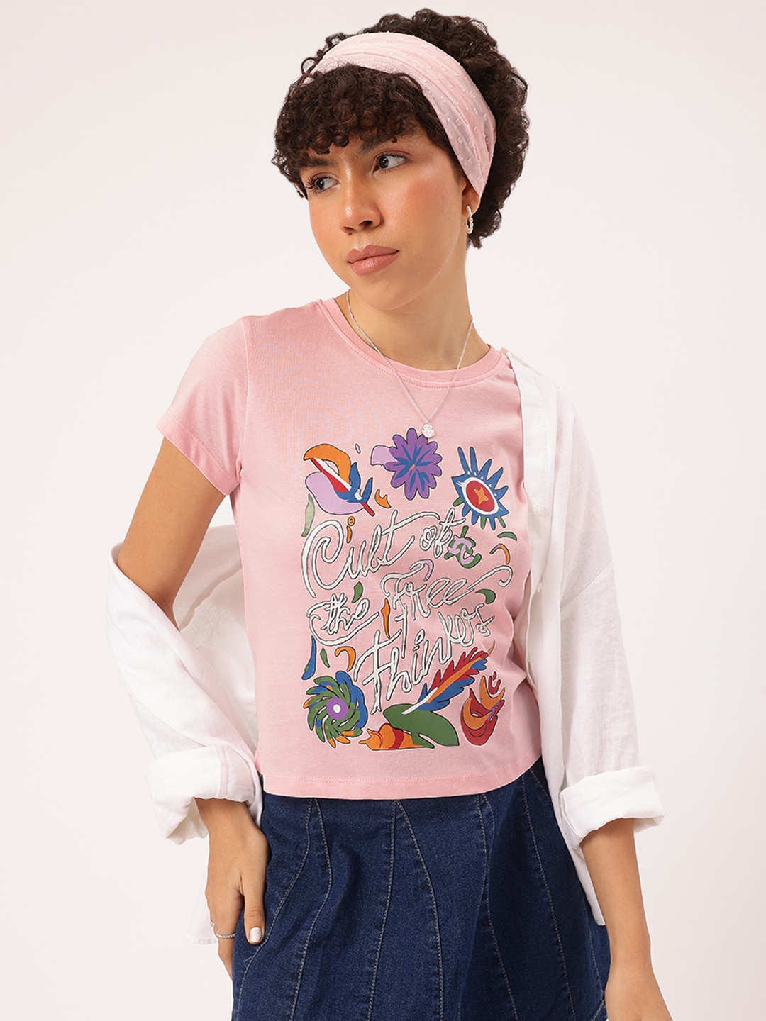 

DressBerry Chill Vibes Only Graphic Print Tee, Pink