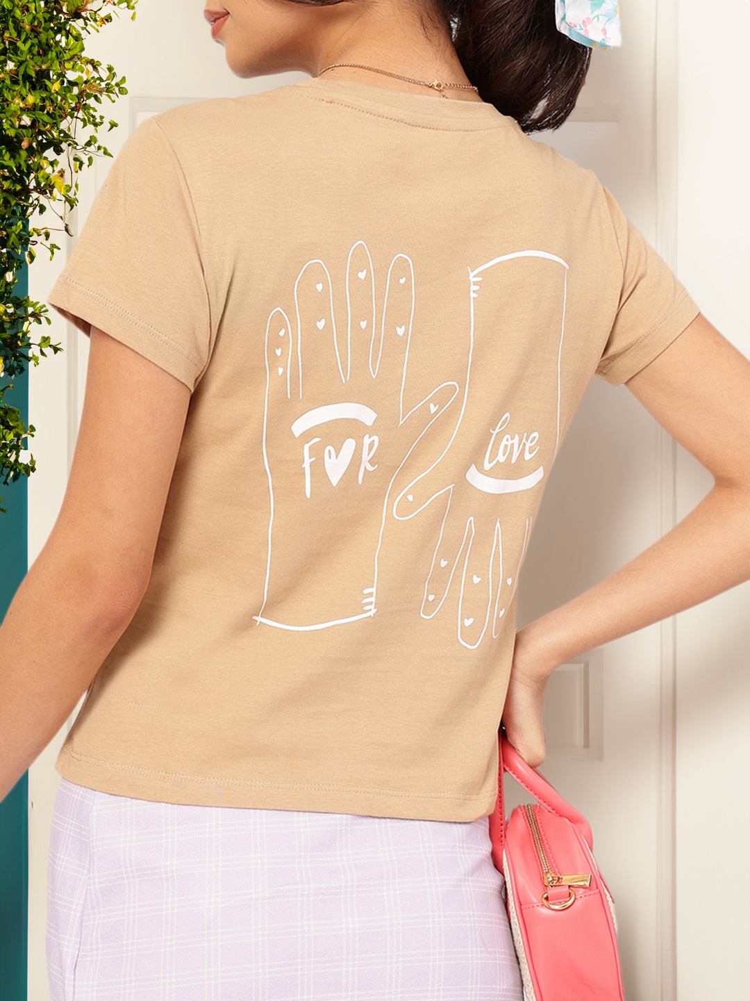 

DressBerry Love & Light Conversational Print T-shirt, Beige