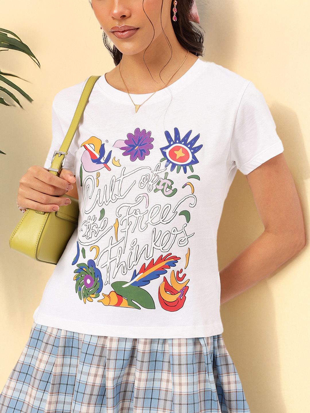 

DressBerry Graphic Groove Printed T-shirt, White