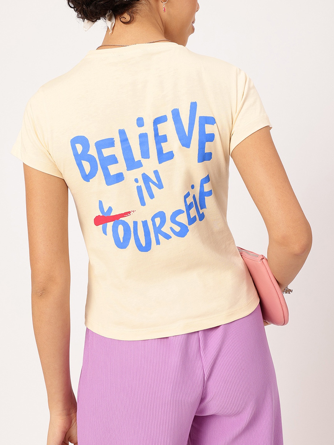 

DressBerry Comfy Cool Typography Print T-shirt, Cream