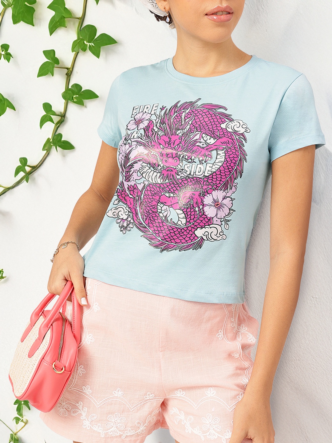 

DressBerry Mythical Mayhem Printed T-shirt, Blue
