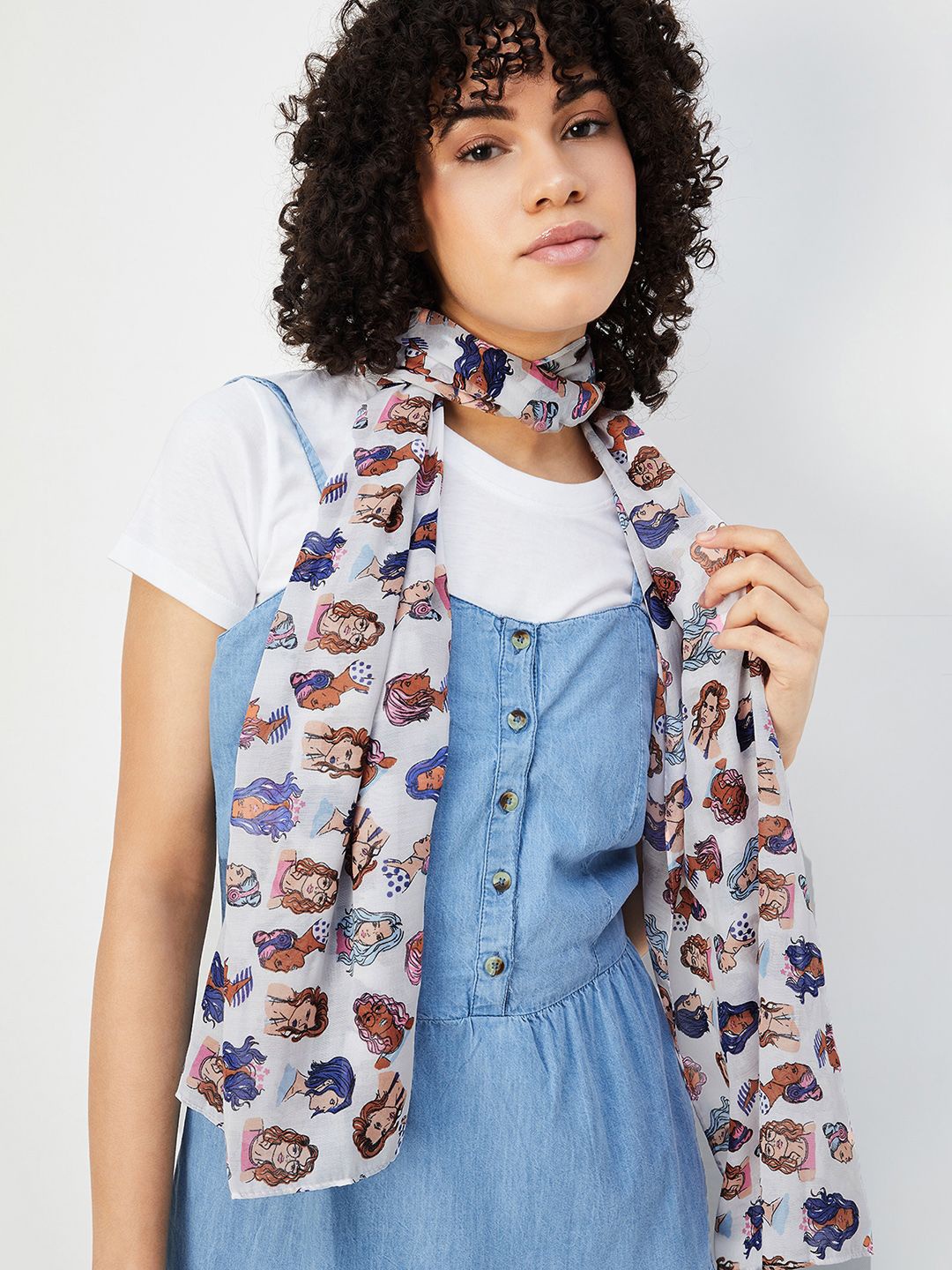 

max Women Taping Printed Scarf, White