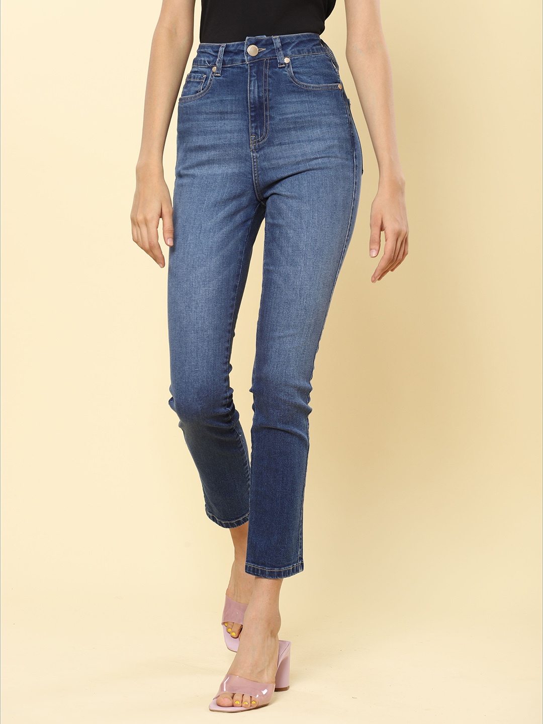 

Label Ritu Kumar Women Relaxed Straight Leg Trousers, Blue